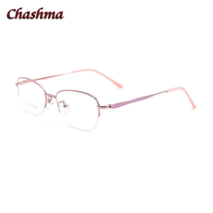 Chashma Ochki Unisex Semi Rim Square Stainless Steel Alloy Eyeglasses 83003 Semi Rim Chashma Ochki Pink  