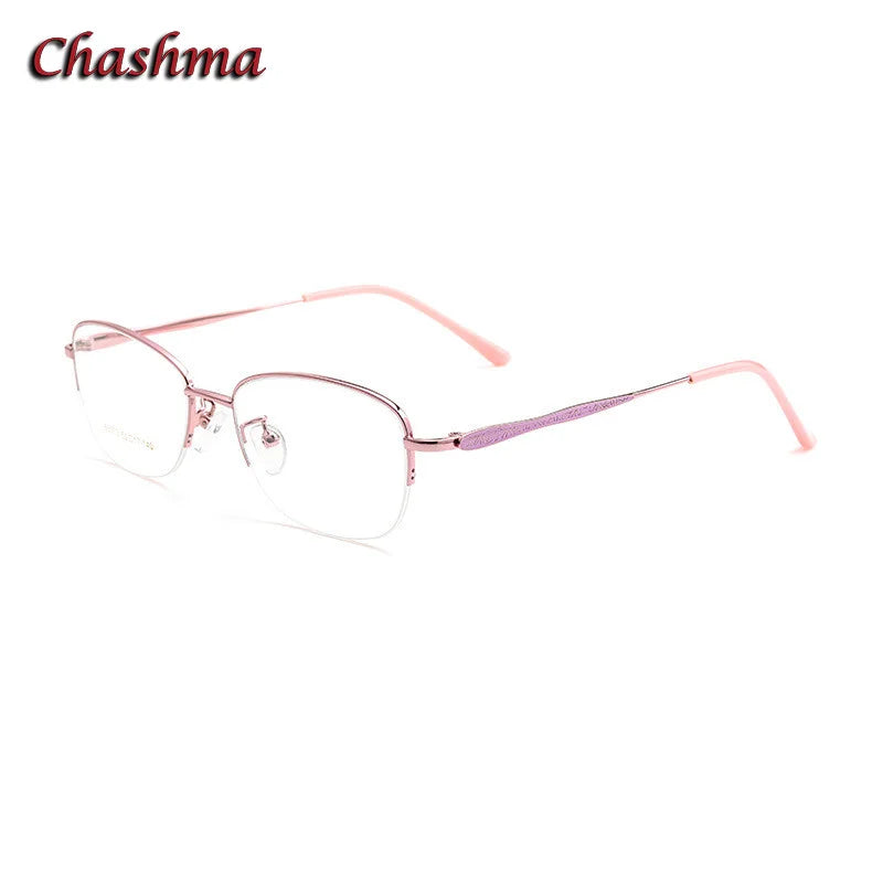 Chashma Ochki Women's Semi Rim Oval Square Alloy Eyeglasses 383003