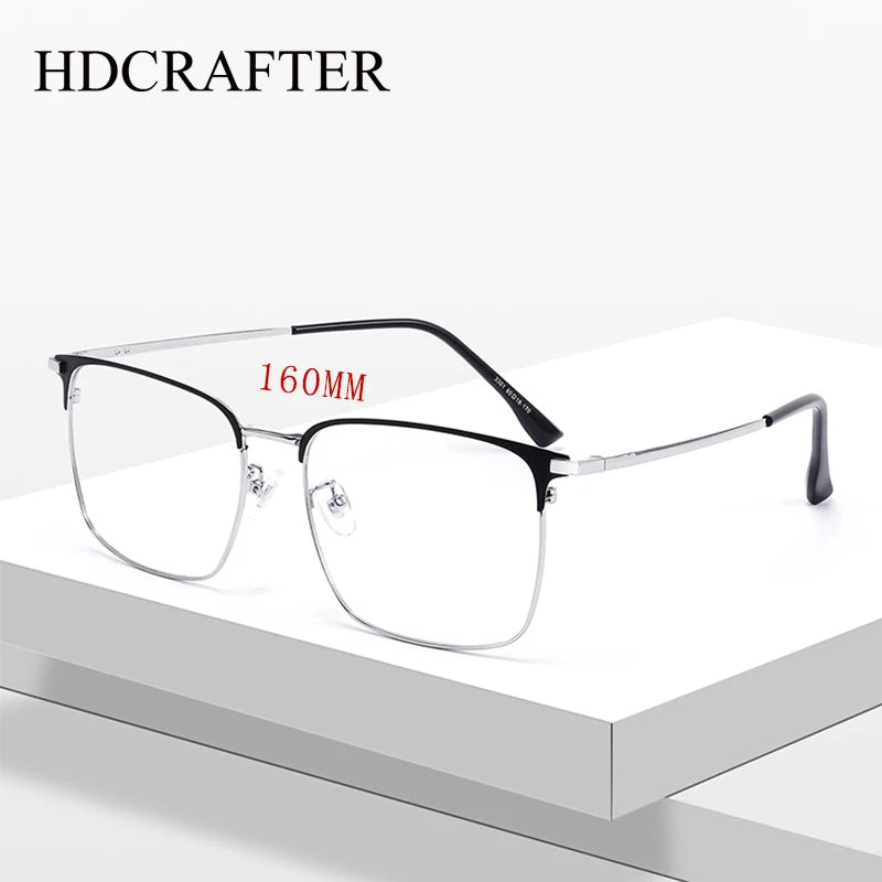Hdcrafter Men's Full Rim Large Square Titanium 160mm Eyeglasses 3301 Full Rim Hdcrafter Eyeglasses   