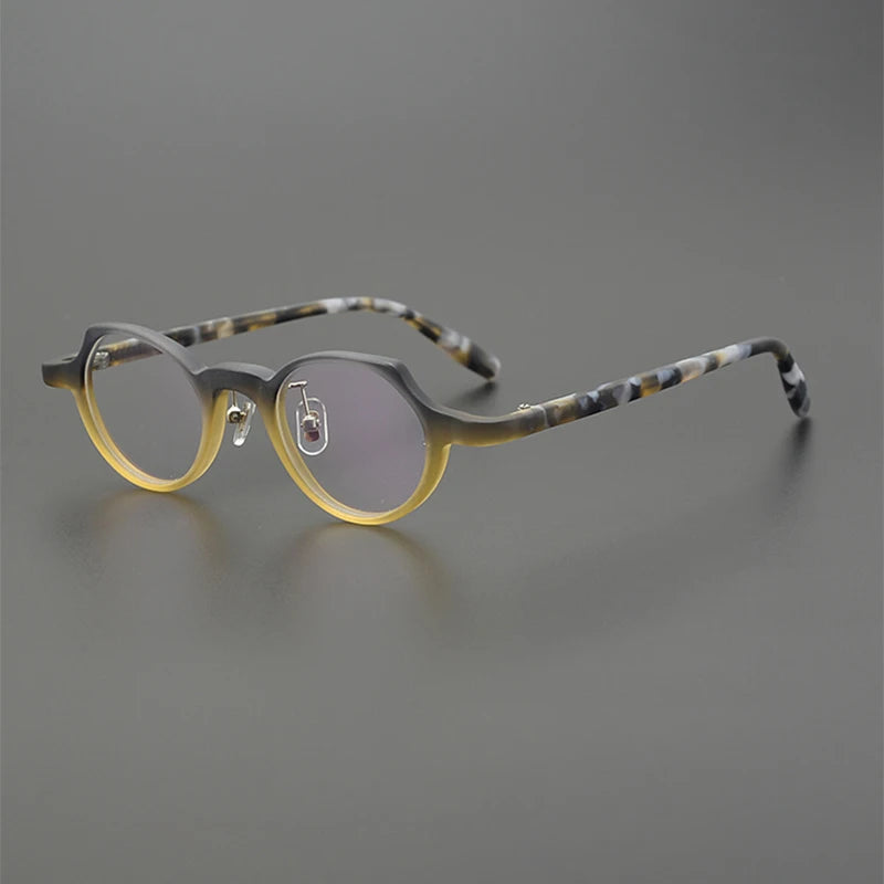 Nobler Unisex Full Rim Small Irregular Round Frosted Acetate Eyeglasses 19280 Full Rim Nobler C3