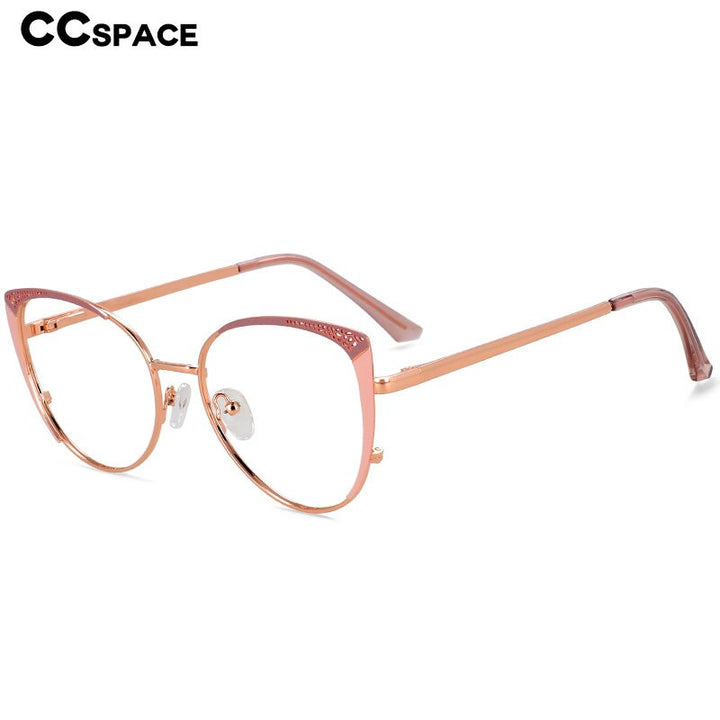 CCspace Unisex Full Rim Square Cat Eye Alloy Eyeglasses 55892 Full Rim CCspace