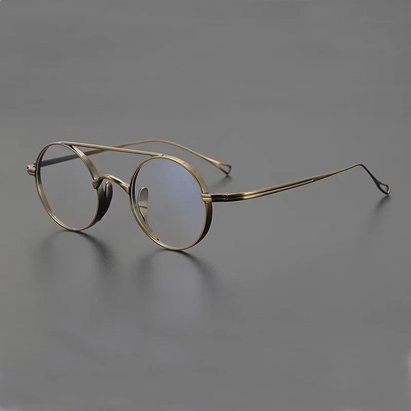 Yujo Women's Full Rim Round Double Bridge Titanium Eyeglasses 13522 Full Rim Yujo