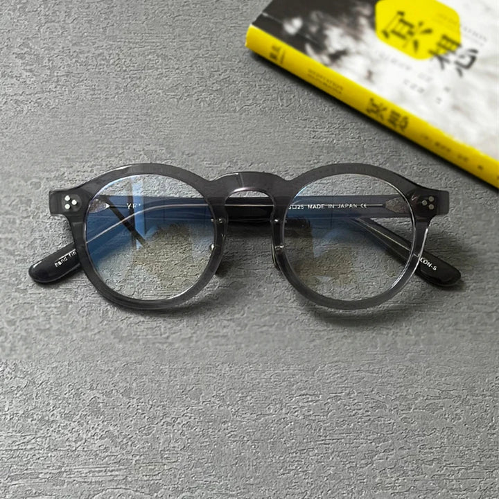 Black Mask Unisex Full Rim Round Acetate Eyeglasses 5125 Full Rim Black Mask