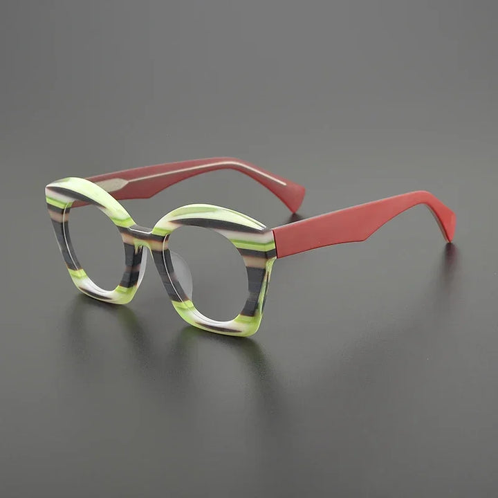 Hewei Women's Full Rim Square Cat Eye Frosted Acetate Eyeglasses 19388 Full Rim Hewei C5