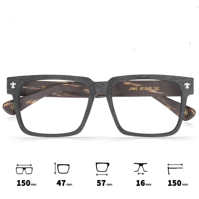 Hdcrafter Unisex Full Rim Big 150mm Square Wood Eyeglasses Jk040 Full Rim Hdcrafter Eyeglasses Black Coffee