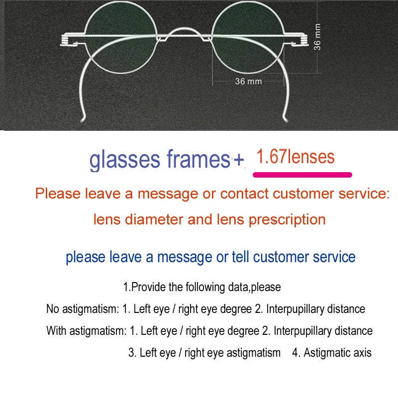 Yujo Unisex Full Rim Round Stainless Steel Custom Eyeglasses Y4042 Full Rim Yujo 167 36 CHINA