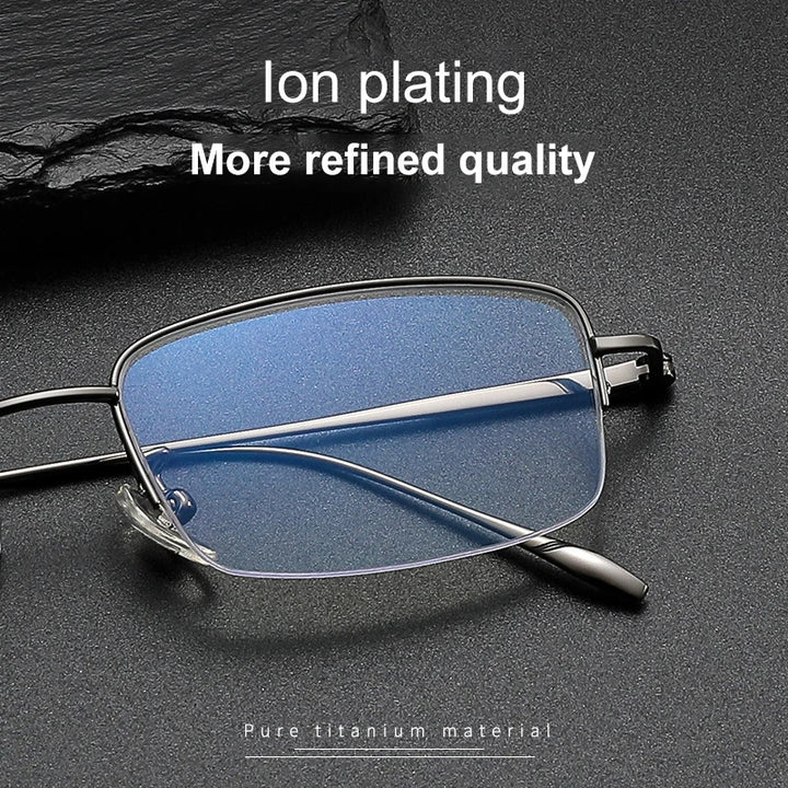 Vicky Unisex Semi Rim Square Titanium Reading Glasses V0839 Reading Glasses Vicky