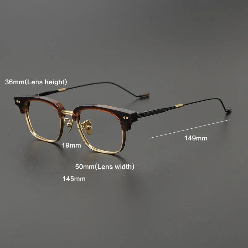 Gatenac Unisex Full Rim Square Titanium Acetate Eyeglasses Gxyj1129 Full Rim Gatenac