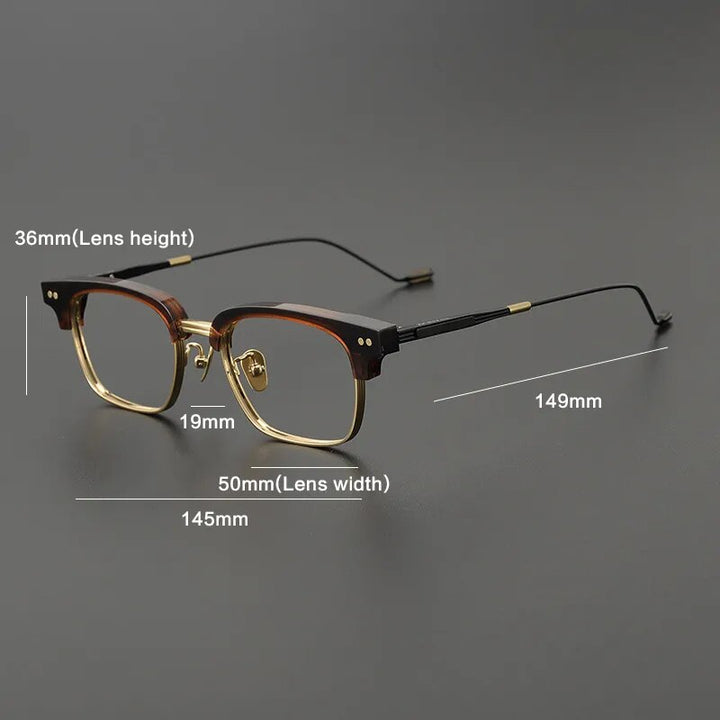 Gatenac Unisex Full Rim Square Titanium Acetate Eyeglasses Gxyj1129 Full Rim Gatenac