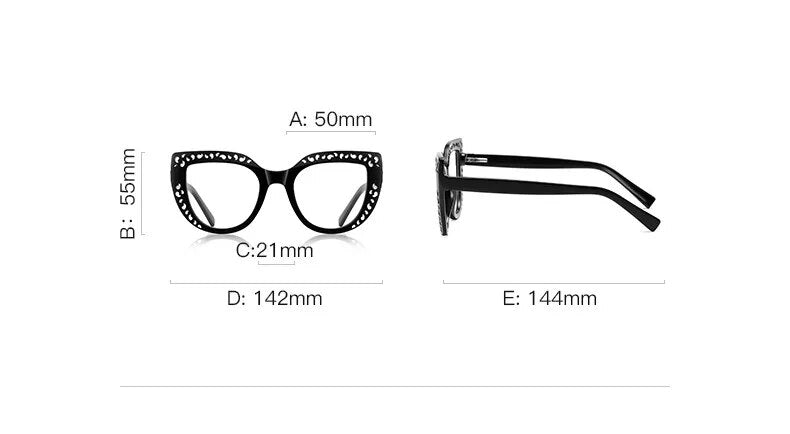 CCspace Women's Full Rim Cat Eye Tr 90 Titanium Eyeglasses 56998 Full Rim CCspace
