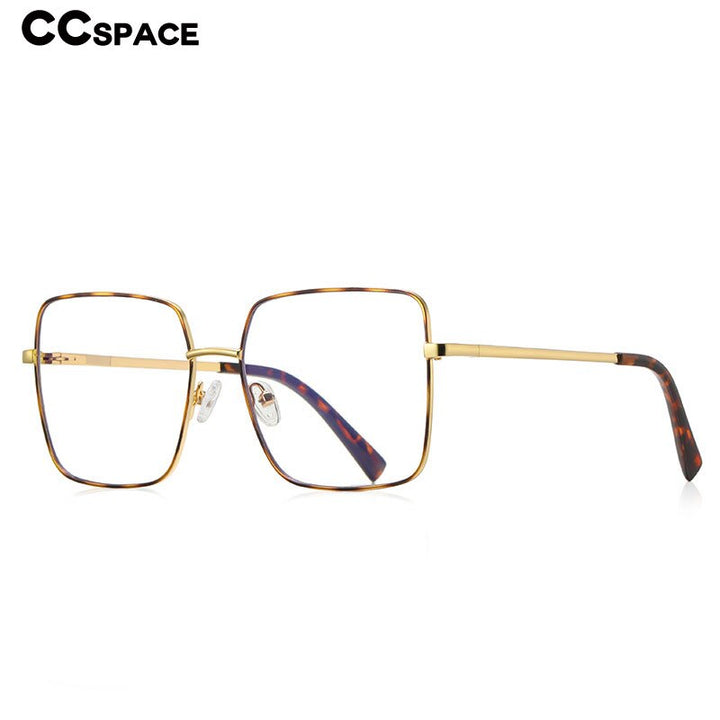 CCspace Unisex Full Rim Square Spring Hinge Alloy Eyeglasses 56270 Full Rim CCspace