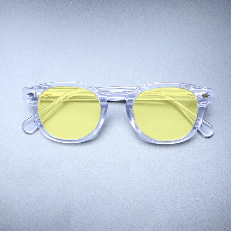 Gatenac Unisex Full Rim Square Polarized Acetate Sunglasses Mo14 Sunglasses Gatenac Transparent Yellow