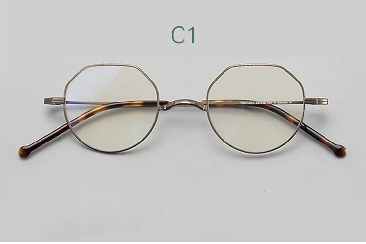 Yujo Women's Full Rim Flat Top Polygonal Titanium Eyeglasses  45177