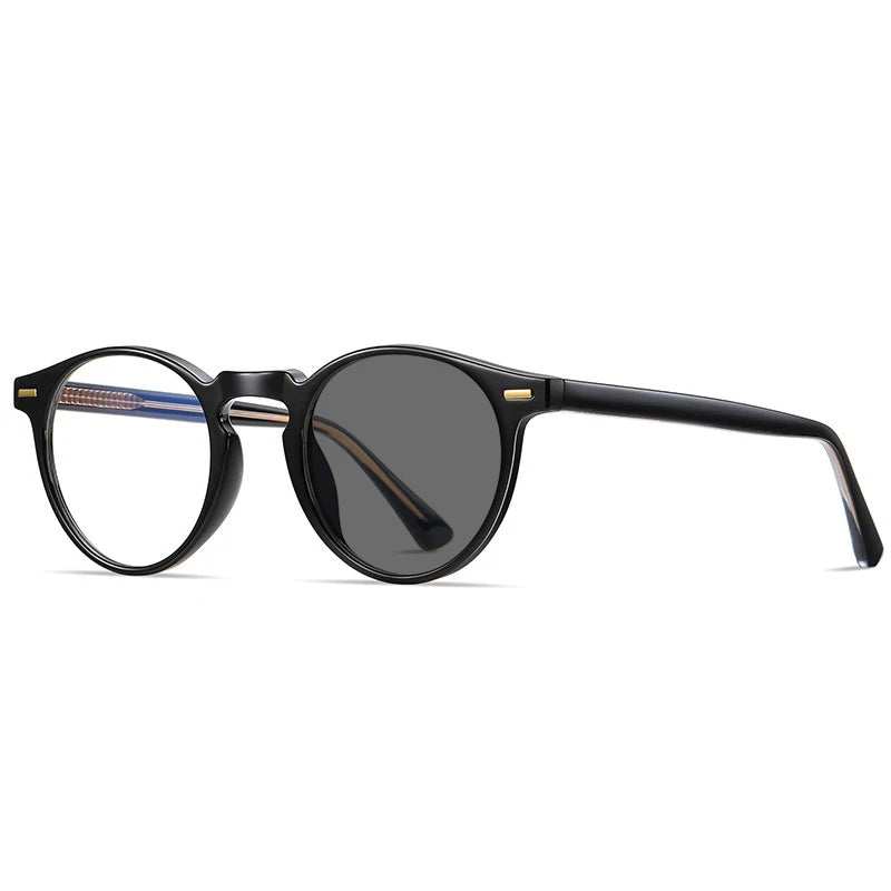 Kocolior Unisex Full Rim Round Tr 90 Acetate Hyperopic Reading Glasses 2083 Reading Glasses Kocolior Photochromic Black 0