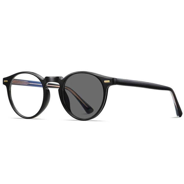 Kocolior Unisex Full Rim Round Tr 90 Acetate Hyperopic Reading Glasses 2083 Reading Glasses Kocolior Photochromic Black 0