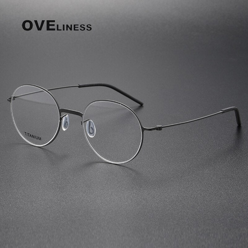 Oveliness Unisex Full Rim Round Screwless Titanium Eyeglasses 5501 Full Rim Oveliness gun