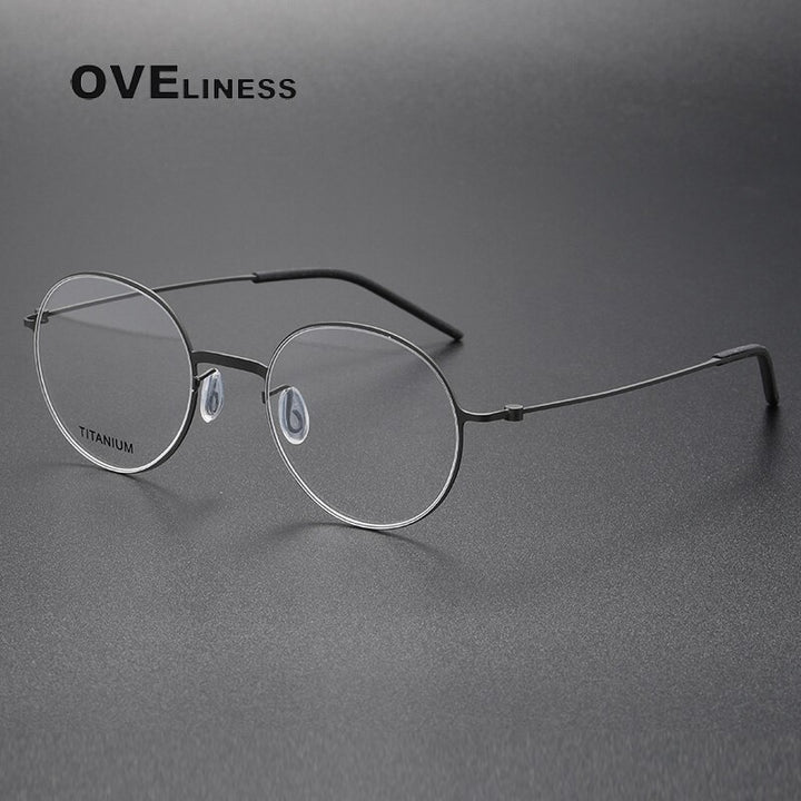 Oveliness Unisex Full Rim Round Screwless Titanium Eyeglasses 5501 Full Rim Oveliness gun