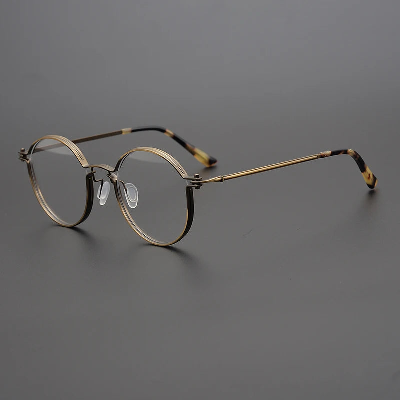 Black Mask Unisex Full Rim Round Titanium Acetate Eyeglasses Tv002 Full Rim Black Mask Bronze