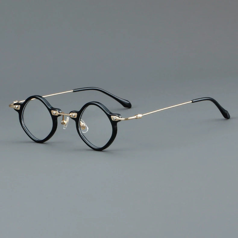 CCspace Women's Full Rim Round Acetate Alloy Eyeglasses 57170 Full Rim CCspace C1BlackGold