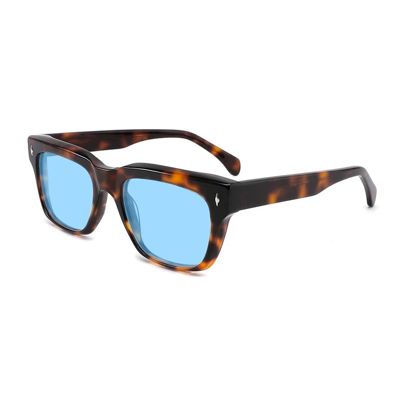 Gatenac Unisex Full Rim Square Polarized Acetate Sunglasses Mo15 Sunglasses Gatenac Tortoiseshell Blue