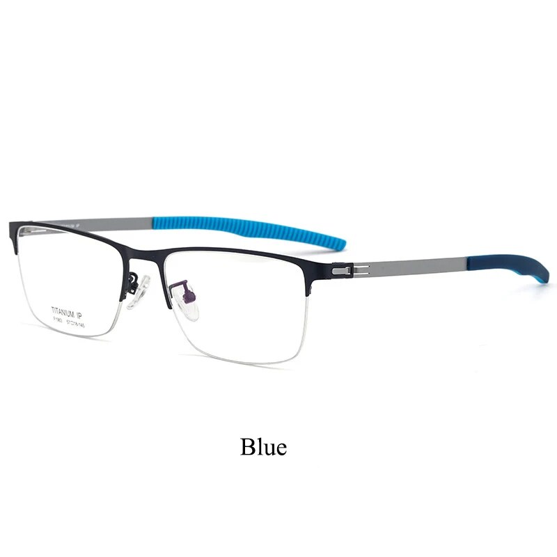 Bclear Unisex Semi Rim Square Titanium Eyeglasses Bsf1983 Semi Rim Bclear blue