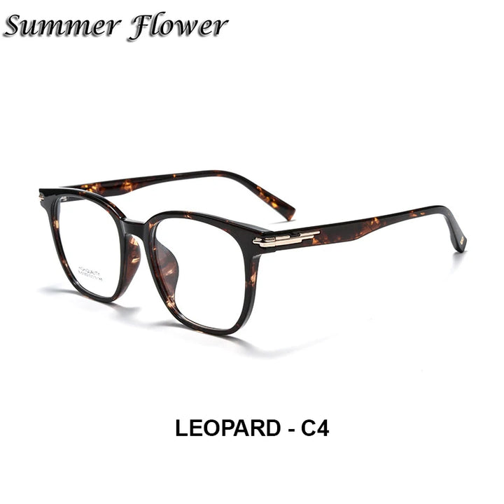 Summer Flower Unisex Full Rim Oval Square Tr 90 Titanium Eyeglasses 51002 Full Rim Summer Flower Leopard