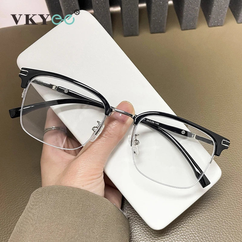 Vicky Unisex Semi Rim Square Tr 90 Titanium Reading Glasses 2242 Reading Glasses Vicky