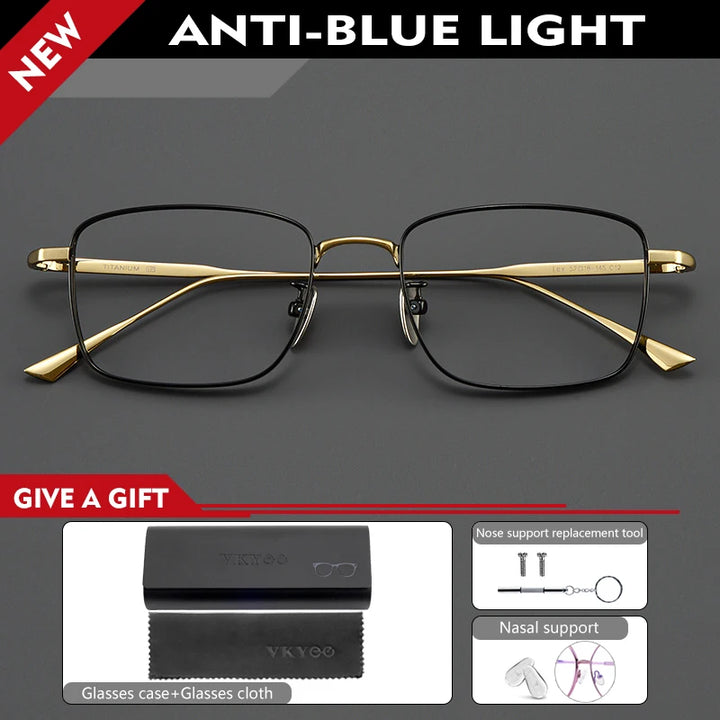 Vicky Women's Semi Rim Square Titanium Reading Glasses 441908 Reading Glasses Vicky 0 1908-LEX-black gold
