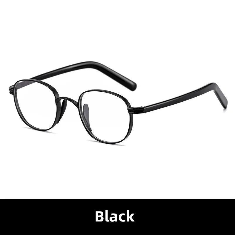 Kocolior Unisex Full Rim Round Titanium Hyperopic Reading Glasses 8017 Reading Glasses Kocolior Black 0