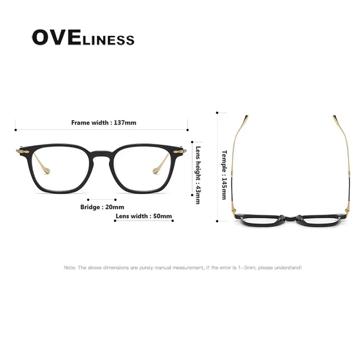 Oveliness Women's Full Rim Square Acetate Titanium Eyeglasses 82052