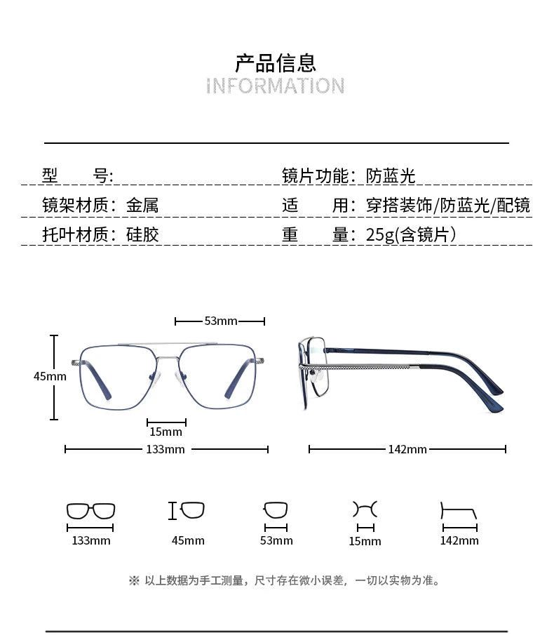 CCspace Women's Full Rim Square Double Bridge Tr 90 Alloy Reading Glasses 802600