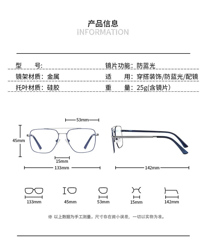 CCspace Women's Full Rim Square Double Bridge Tr 90 Alloy Reading Glasses 802600