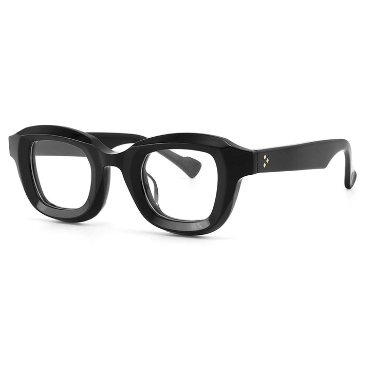 Gatenac Unisex Full Rim Square Acetate Eyeglasses Gxyj1145 Full Rim Gatenac Black
