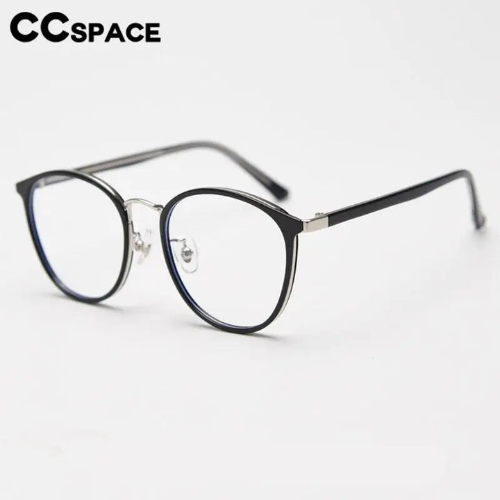CCspace Unisex Full Rim Round Tr 90 Titanium Eyeglasses 57021 Full Rim CCspace