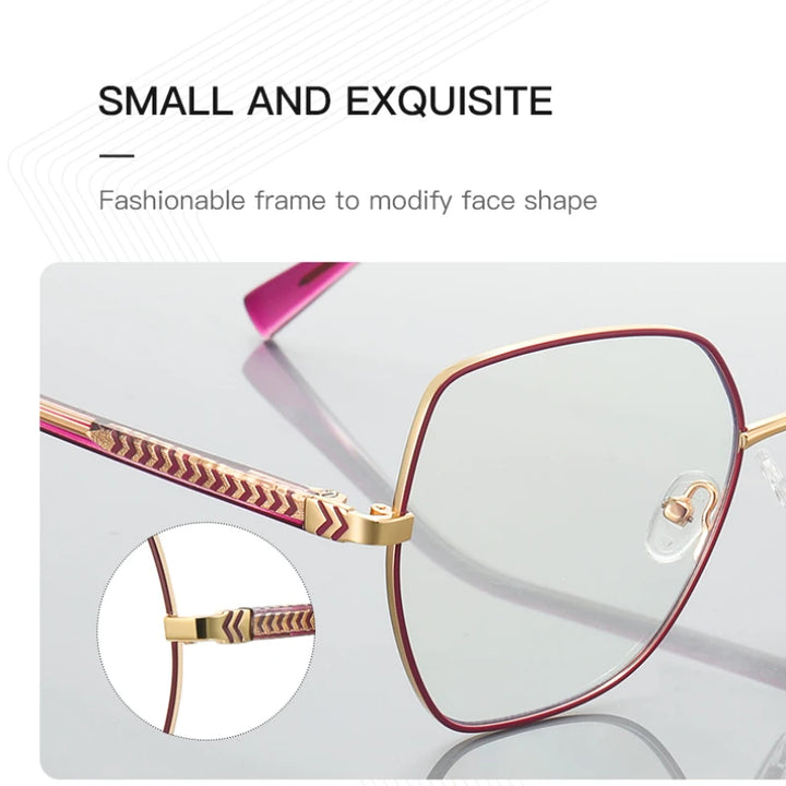 Vicky Women's Full Rim Polygon Cat Eye Stainless Steel Reading Glasses 3076 Reading Glasses Vicky