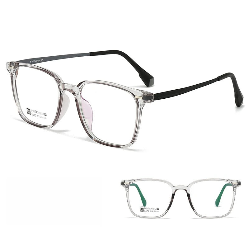 Yimaruili Unisex Full Rim Square Tr 90 Titanium-Alloy Eyeglasses 5070