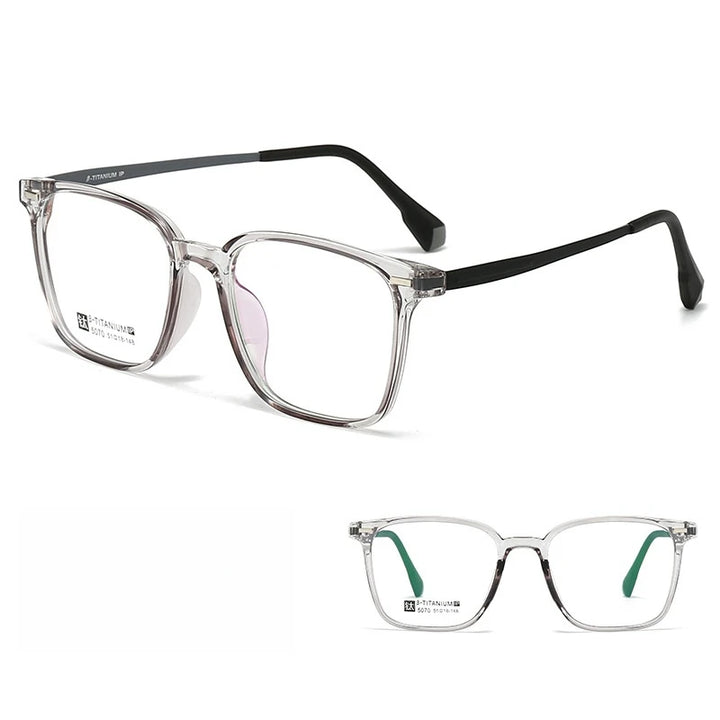 Yimaruili Unisex Full Rim Square Tr 90 Titanium-Alloy Eyeglasses 5070