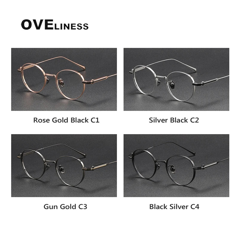 Oveliness Unisex Full Rim Round Titanium Eyeglasses 80983 Full Rim Oveliness