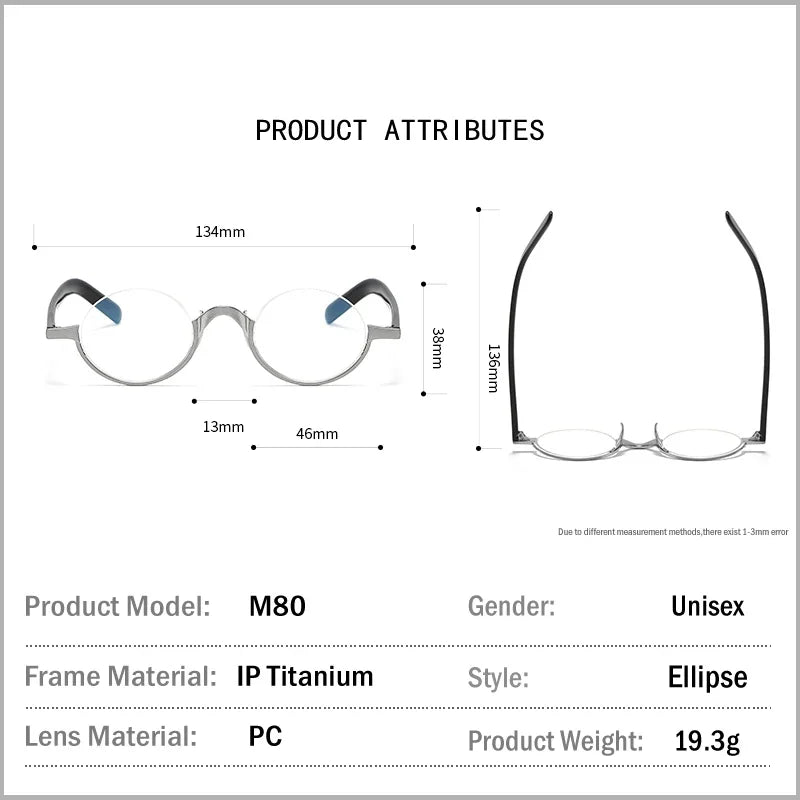 Aror Women's Semi Rim Round Titanium Acetate Eyeglasses 49480 Semi Rim Aror