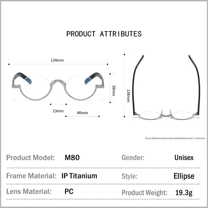 Aror Women's Semi Rim Round Titanium Acetate Eyeglasses 49480 Semi Rim Aror