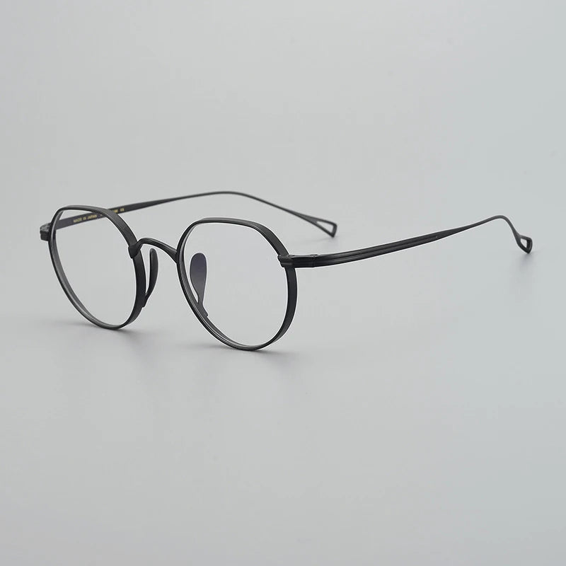 Gatenac Unisex Full Rim Small Flat Top Round Titanium Eyeglasses Gxyj1449 Full Rim Gatenac Black