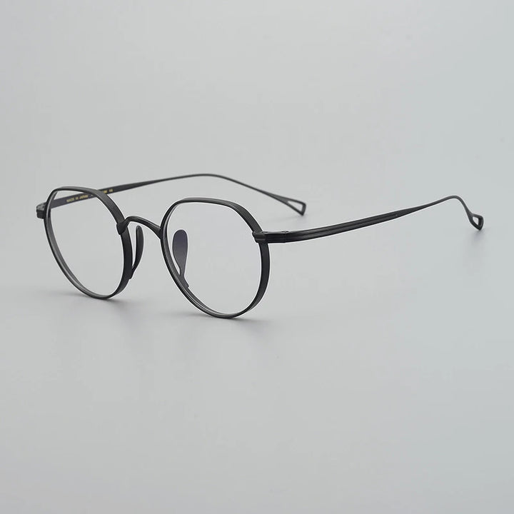 Gatenac Unisex Full Rim Small Flat Top Round Titanium Eyeglasses Gxyj1449 Full Rim Gatenac Black