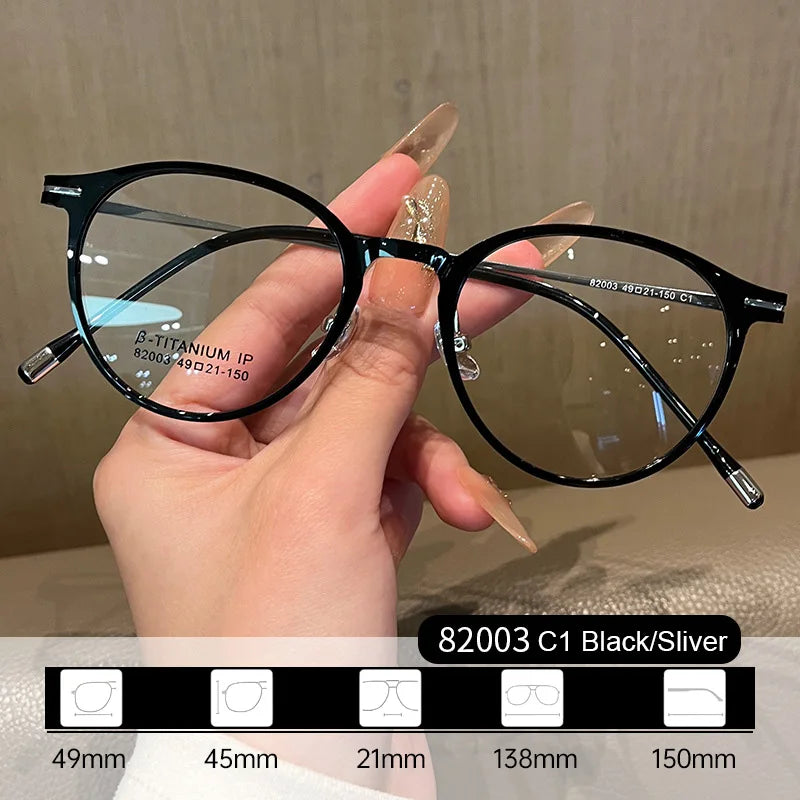 Gmei Women's Full Rim Oval Square Tr 90 β Titanium Eyeglasses 82003