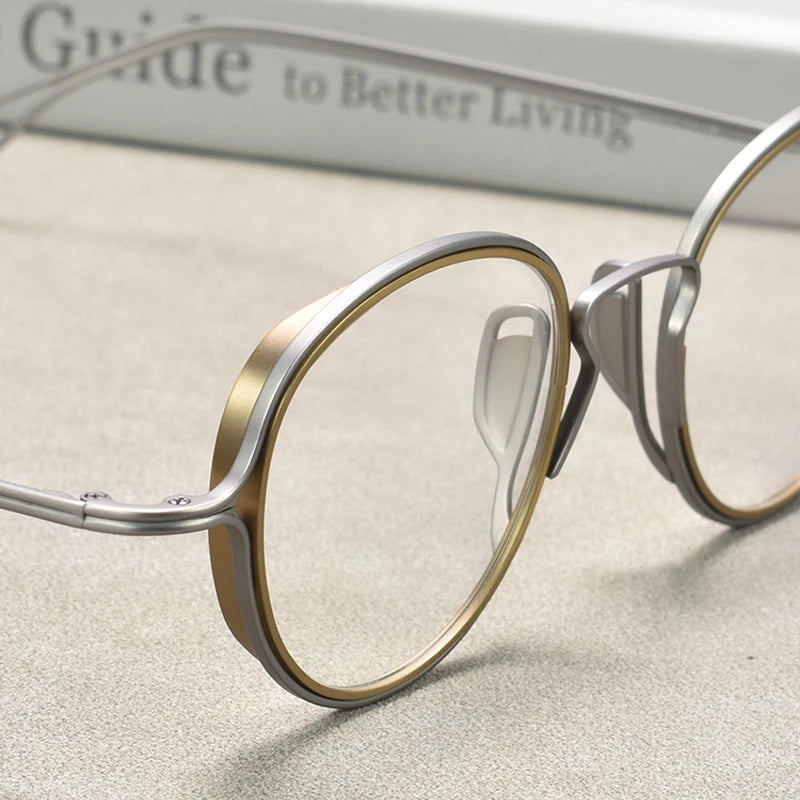 Black Mask Unisex Full Rim Titanium Round Eyeglasses D100 Full Rim Black Mask