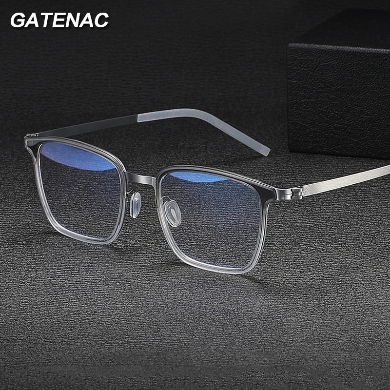 Gatenac Unisex Full Rim Square Acetate Eyeglasses Gxyj-1183 Full Rim Gatenac