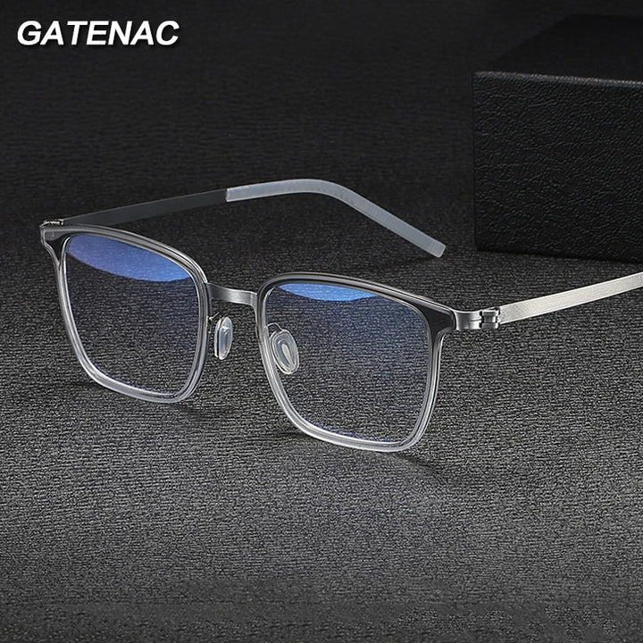Gatenac Unisex Full Rim Square Acetate Eyeglasses Gxyj-1183 Full Rim Gatenac