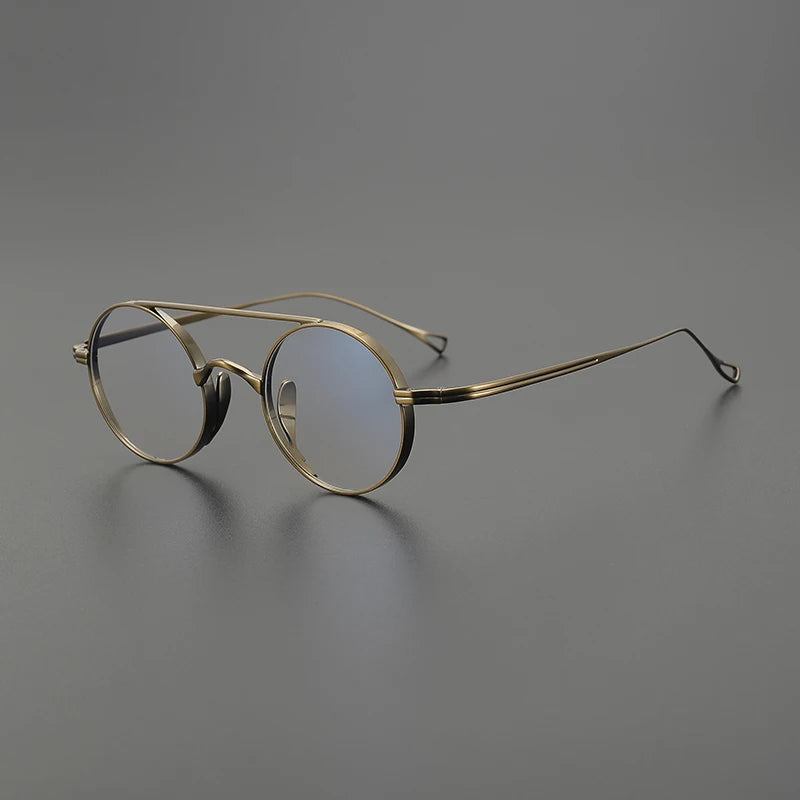 Black Mask Women's Full Rim Round Double Bridge Titanium Eyeglasses 79500