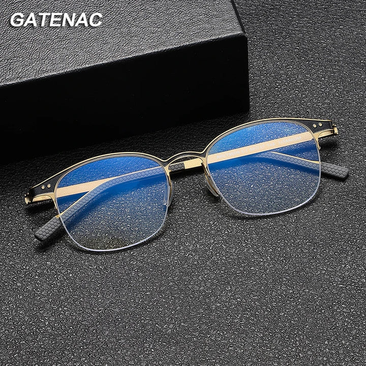 Gatenac Unisex Semi Rim Square Eyeglasses  Gxyj1146 Semi Rim Gatenac