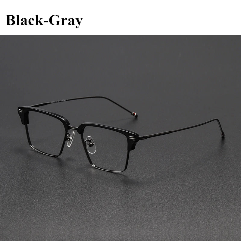 Black Mask Unisex Full Rim Square Titanium Acetate Eyeglasses 49422 Full Rim Black Mask Black-Gray