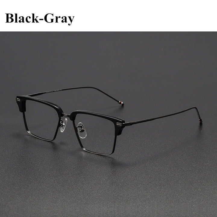 Black Mask Unisex Full Rim Square Titanium Acetate Eyeglasses 49422 Full Rim Black Mask Black-Gray